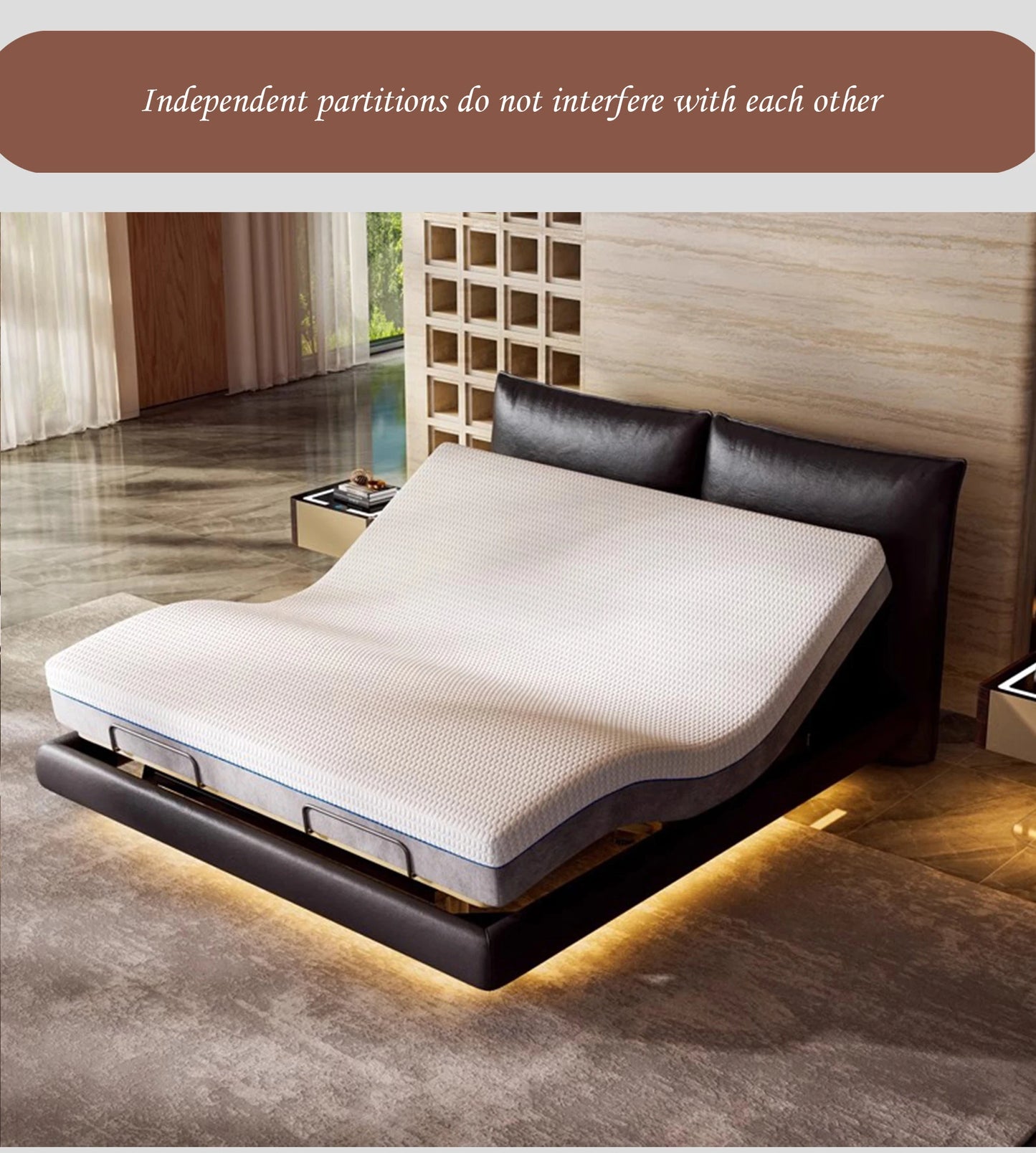 Luxury Adjustable Home Double Bed Separable king Size Soft Bed Wireless Remote Control with Light Smart Bed