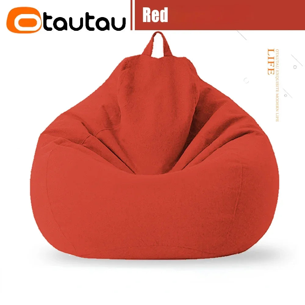 OTAUTAU Big Cotton Linen Bean Bag Cover without Filler Corner Seat Lazy Beanbag Chair Pouf Salon Ottoman Puff Lounger Sac DD002