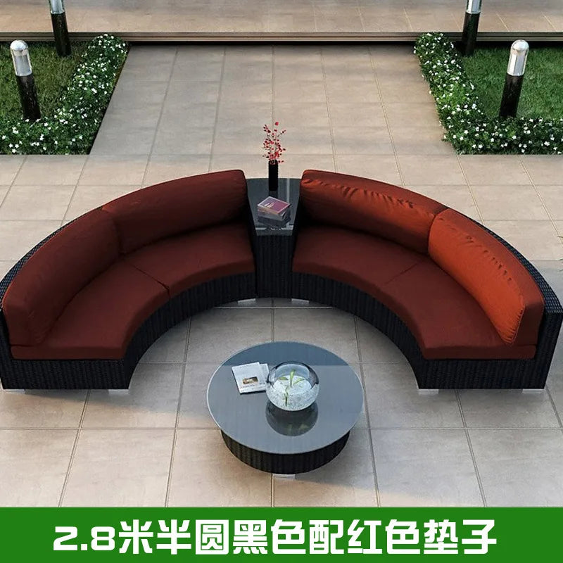 Outdoor circular rattan combination hotel curved living room sofa