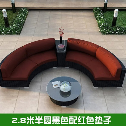 Outdoor circular rattan combination hotel curved living room sofa