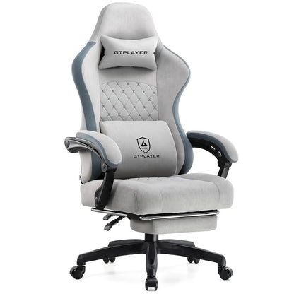 Office Chair, Gaming Computer Desk Fabric Chair with Footrest, High Back Ergonomic Office Chair with Pocket Spring Lumbar Suppor