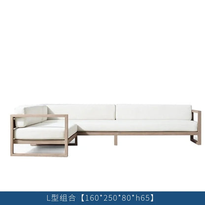 Villa courtyard sofa combination leisure hotel terrace waterproof sunscreen sofa outdoor terrace wood grain lacquer sofa
