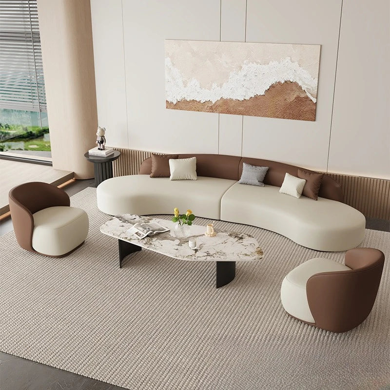 Nordic Fabric Sofa Office Business Reception Sofa Coffee Table Combination Beauty Salon Negotiation Leather Sofa