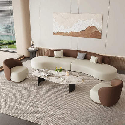 Nordic Fabric Sofa Office Business Reception Sofa Coffee Table Combination Beauty Salon Negotiation Leather Sofa