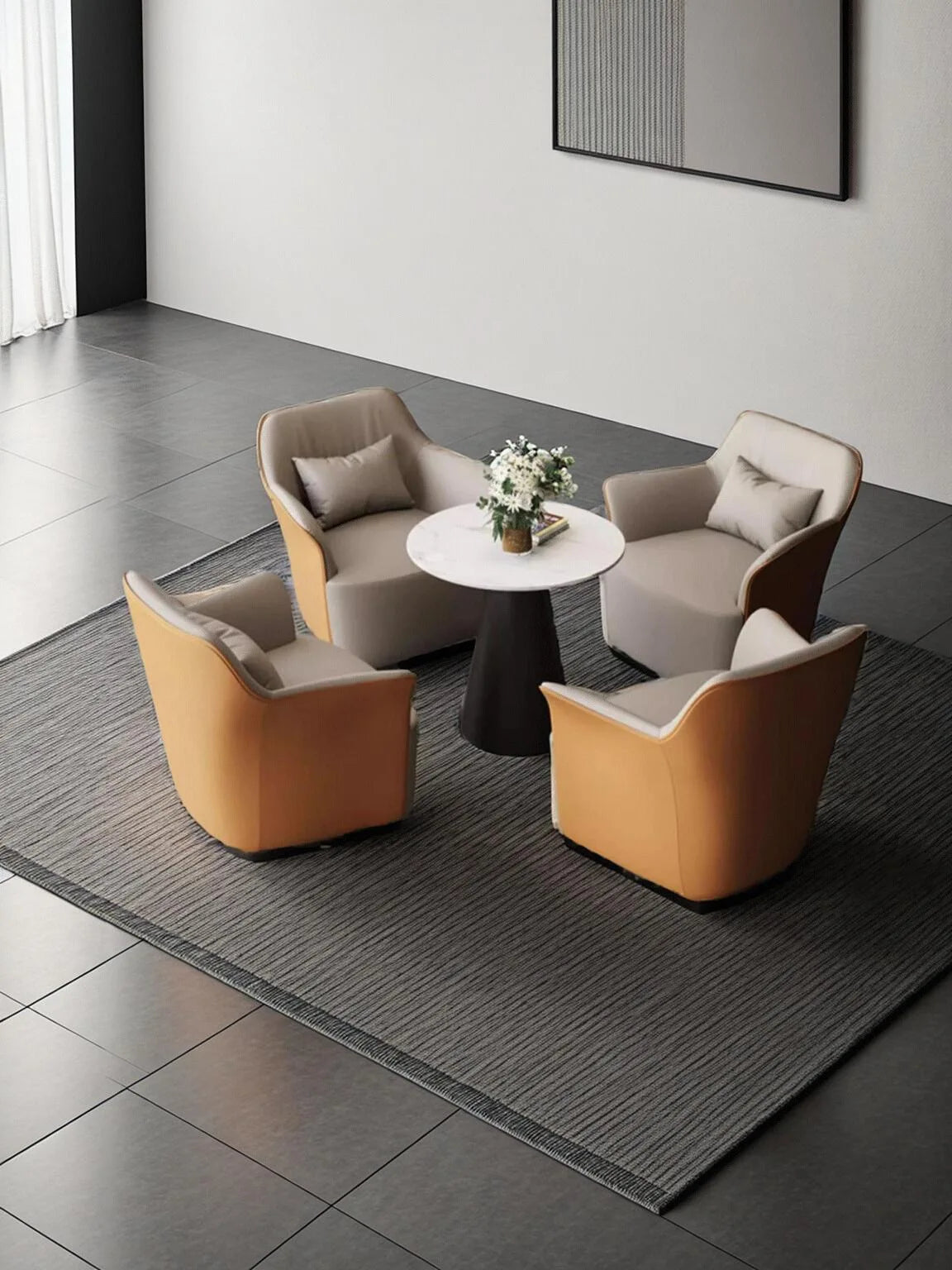 Modern simple negotiation table and chair combination Light luxury hotel reception leather sofa chair