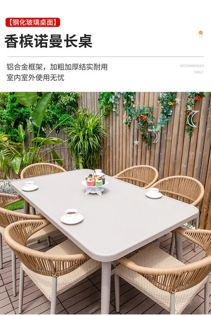 Outdoor table and chair courtyard villa leisure open-air balcony rattan chair Internet celebrity waterproof sunscreen garden