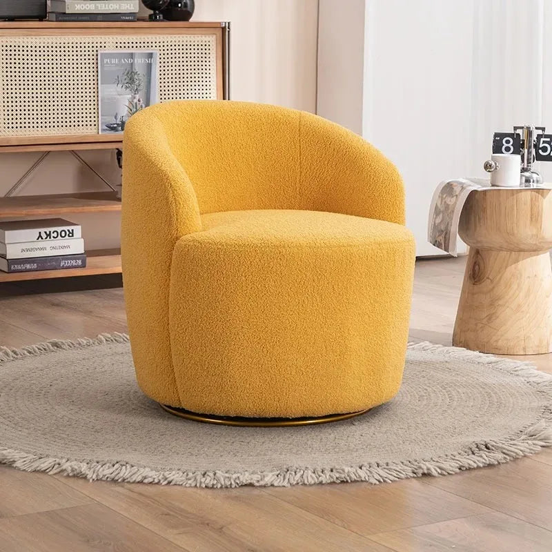 Best-Selling Modern Light Luxury Fabric Single Leisure Chair Cream Bedroom Makeup Stool Lamb Fleece Single Swivel Sofa Chair