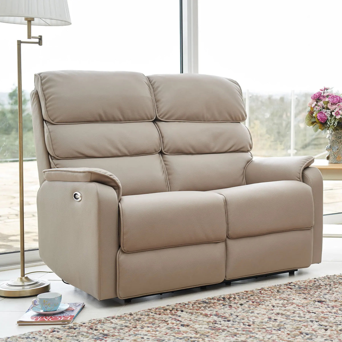 Good Quality 2 Seater Electric Recliner Leather Reclinable Modern l Shape Couch Sofa Set