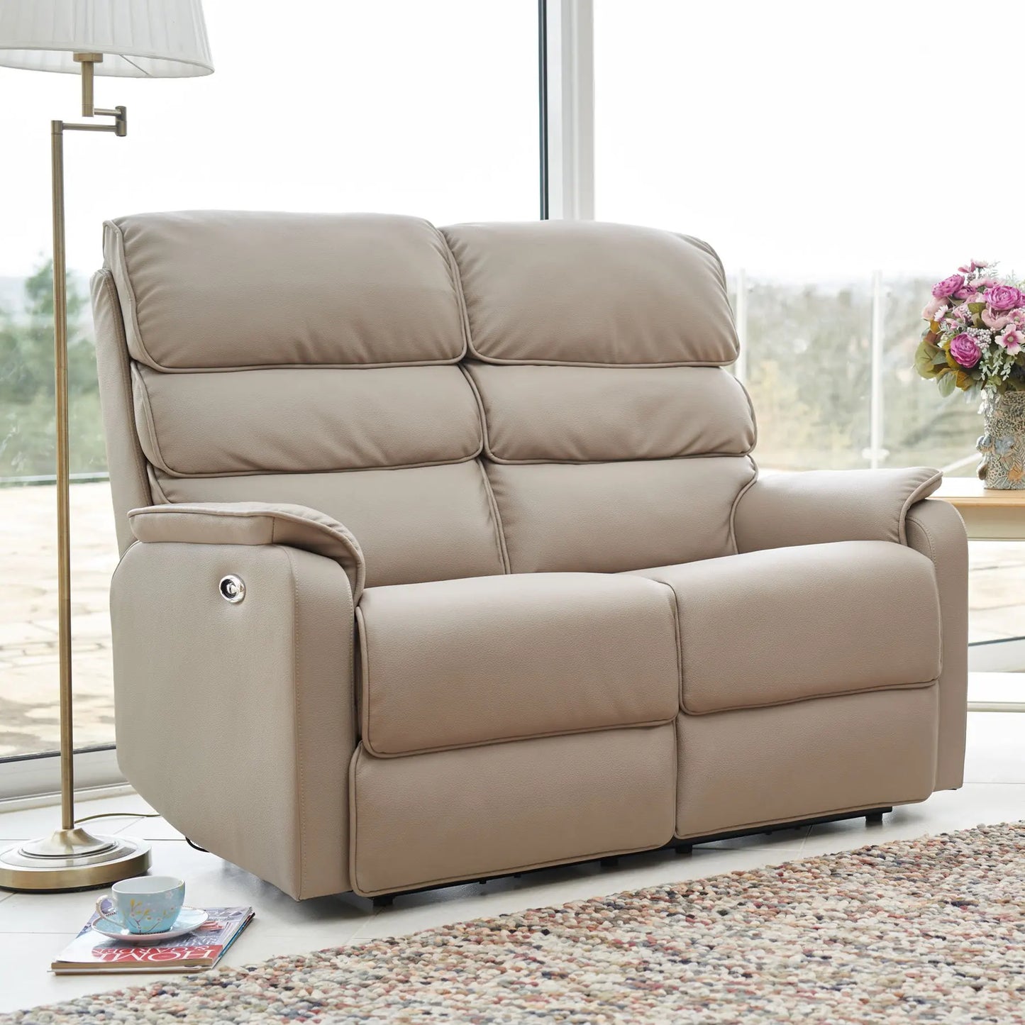 Good Quality 2 Seater Electric Recliner Leather Reclinable Modern l Shape Couch Sofa Set