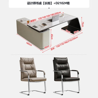 High end light luxury stone table, high-end office desk and chair combination, home L-shaped computer, high-end medical beauty