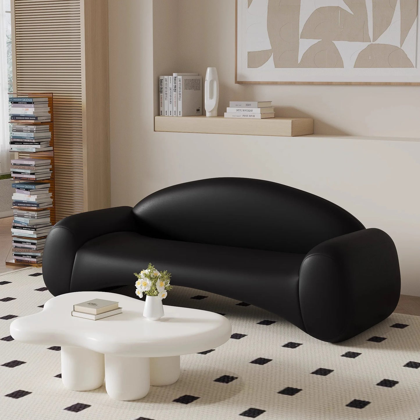 Cream wind small apartment designer special-shaped small sofa creative curved clothing store reception lounge area fabric sofa