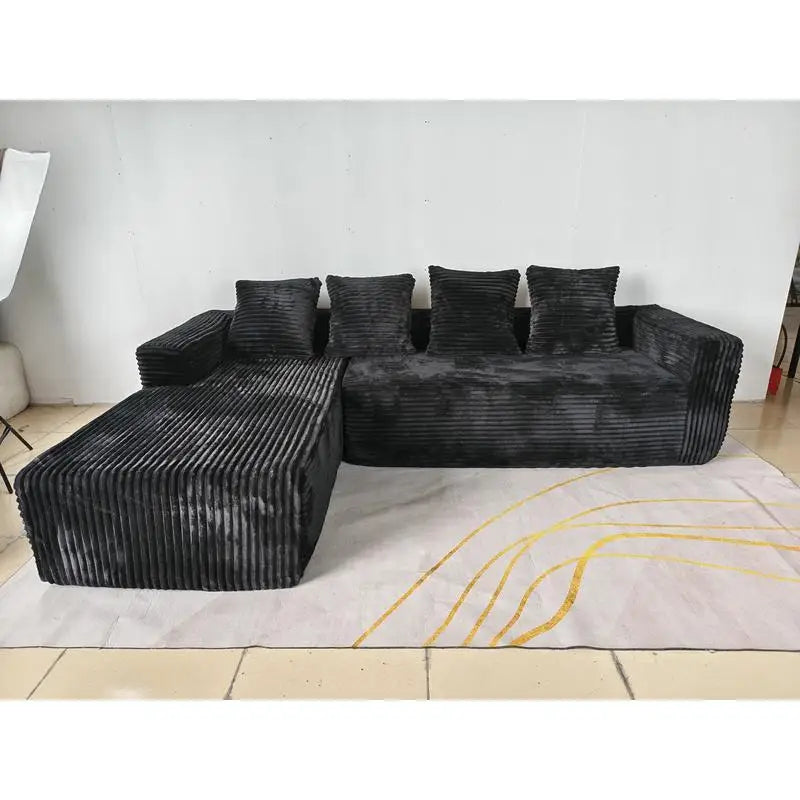 Modern L-Shaped Cloud Sectional Sofa with Right Chaise, Deep Seat Upholstered Couch for Living Room or Bedroom, No Assembly