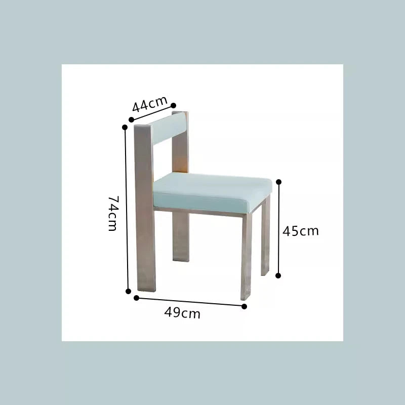 European Style Light luxury Retro Home Use Stainless Steel Dining Chair Advanced Design Living Room Bedroom Leisure Single Chair