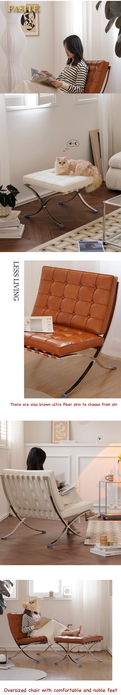 Nordic Bacelona Chair Single  Balcony Antique Metal Style Living Room Office Negotiation Chair Designer Leisure