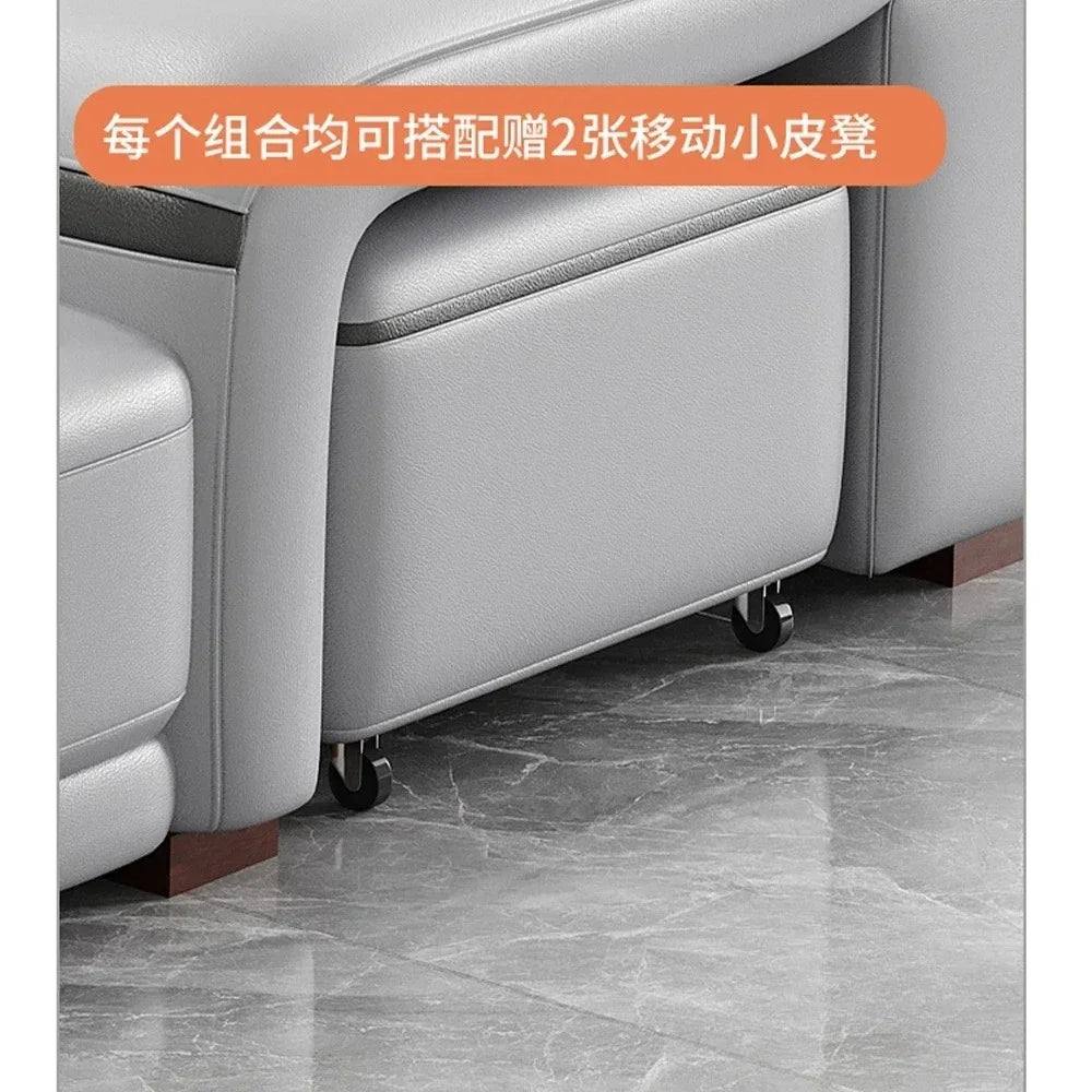 MINGDIBAO Genuine Leather Living Room Sofa Set Power Reclining Couch Electric Recliners with Stool Seating Room, Sofa Reclinable