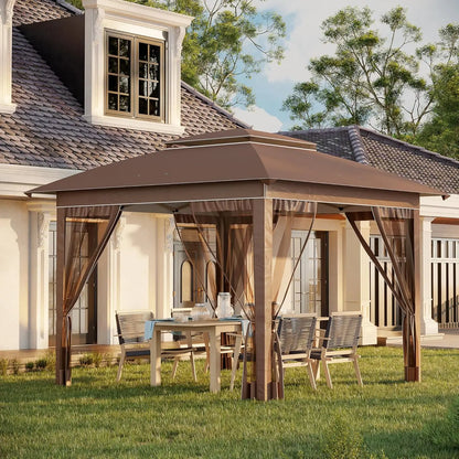12x12 Pop Up Canopy Tent with Netting Carry Bag Instant Sun Shelter 137sqft Shade Height Adjustable Outdoor Garden Patio Custom