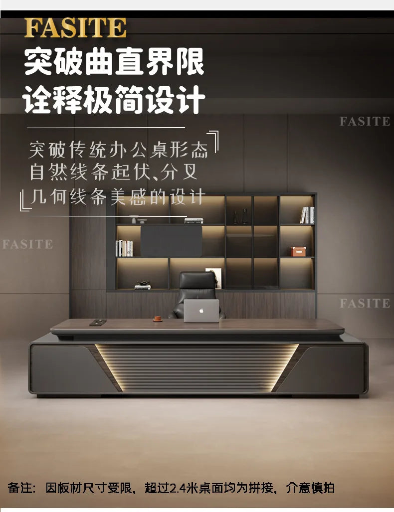 Modern boss desk light luxury high-end paint desktop large desk simple president table manager table and chair combination