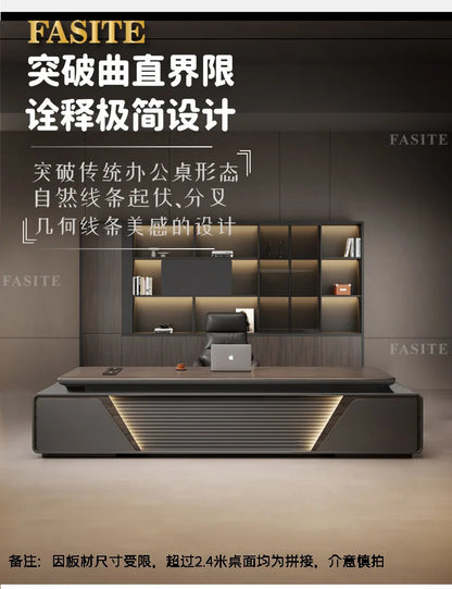 Modern boss desk light luxury high-end paint desktop large desk simple president table manager table and chair combination