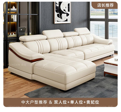 Modern simple living room size apartment combination leather art sofa furniture       FT