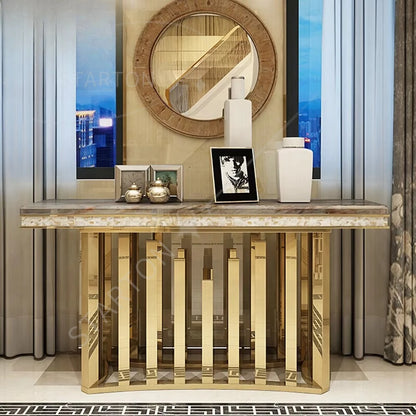 Home Furniture Living Room Luxury Metal Hallway Table Modern Marble Console Table with Mirror CT018