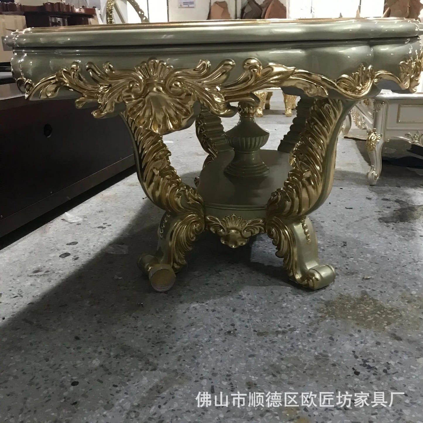 Solid wood dining table and chair combination size household, European style, carved