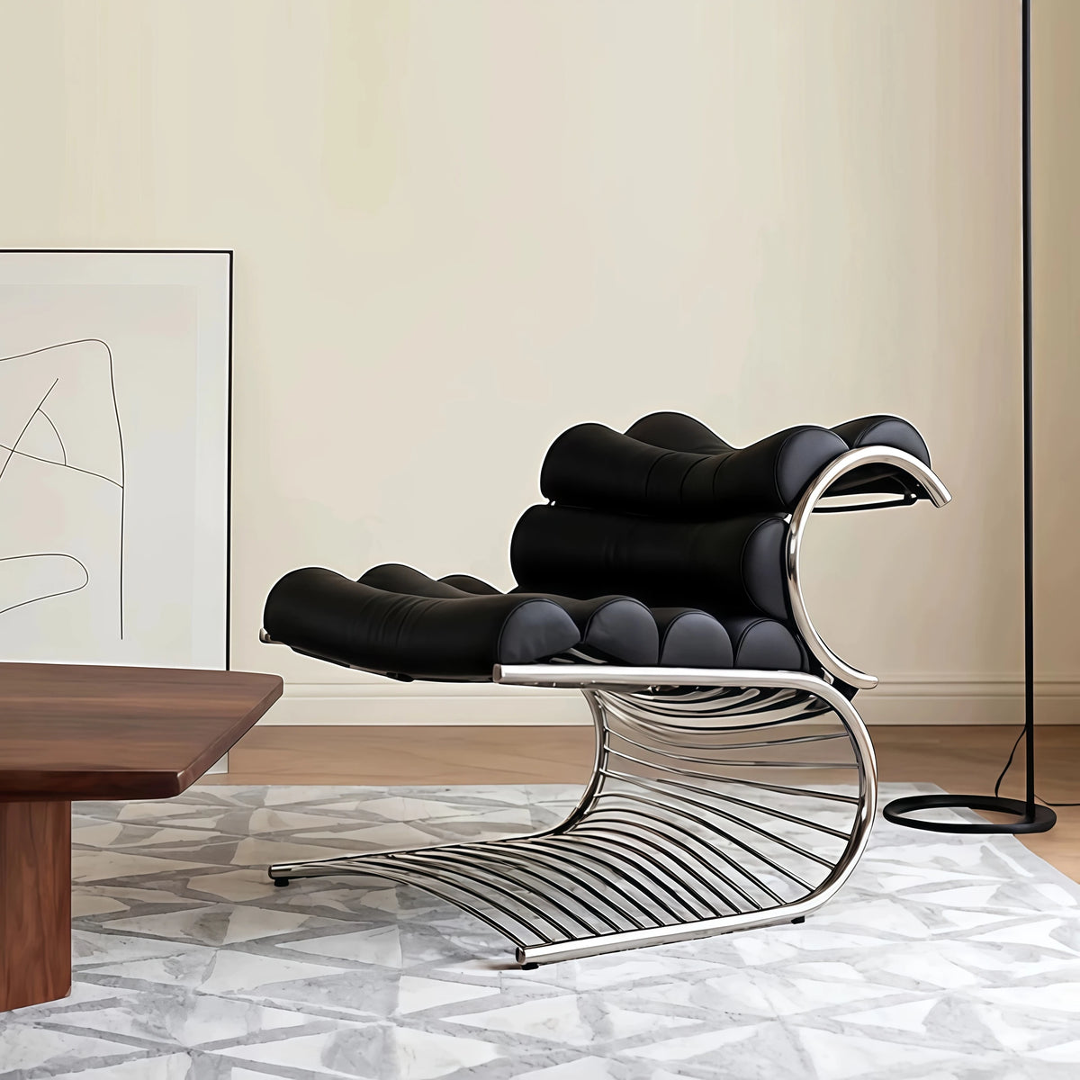 Nordic designer single back lounge chair creative hardware special-shaped home living room ergonomic model