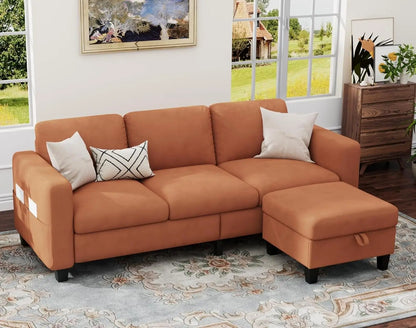 Sectional Couches for Living Room 78" L Shaped Sofa with Storage Ottoman 3 Seater Sofas