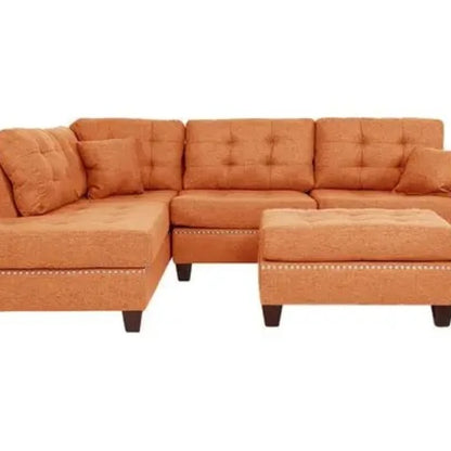 3pcs Modern Citrus Sectional Couch Sofa Leather Reversible Ottoman Chaise Linen Tufted Polyfiber Adhd Armchairs Bean Bag Bed