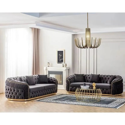 Italian Luxury Design Home Furniture Modern Living Room Sofa High Quality Stainless Steel Velvet Fabric Sofa