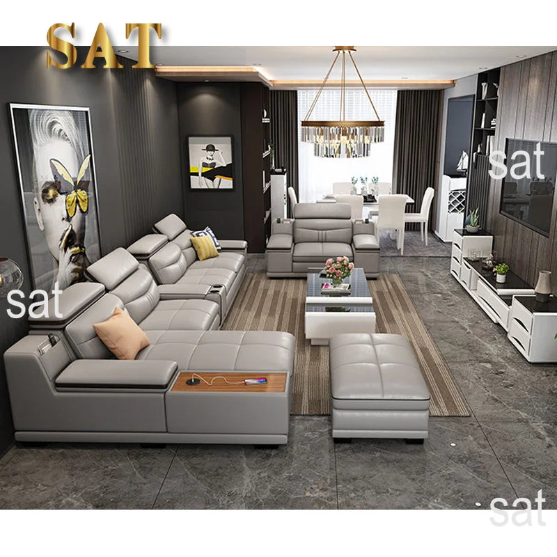 Hot Sales 2025 Custom Modern Luxury Fabric Reclining Massage Furniture Set Multifunctional Three Seat For Hotel Villa Fabric App