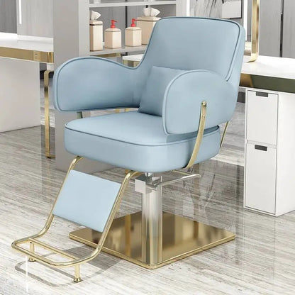 Round Chair Professional Barber Chairs Mirror Hair Salon Women's Beauty Men's Shaving Rotating Ergonomic Wheels Reclining Silla
