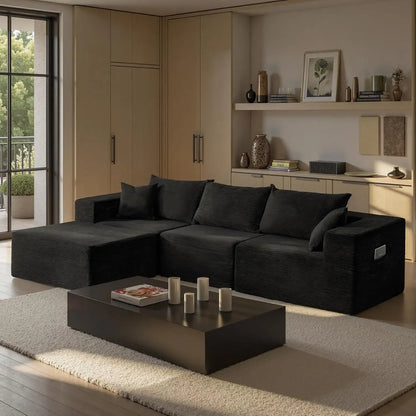 Cloud Sectional Couch with L-Shape Chaise,Modern Modular Sofa with Deep Seat, Upholstered Couches for Living Room Bedroom,No Ass
