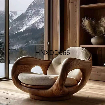 Sofa chair designer creative single log living room study Italian minimalist recliner