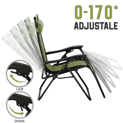 Chair Waterproof Oxford Cloth with Cotton Padded Adjustable Patio Zero Gravity Reclining