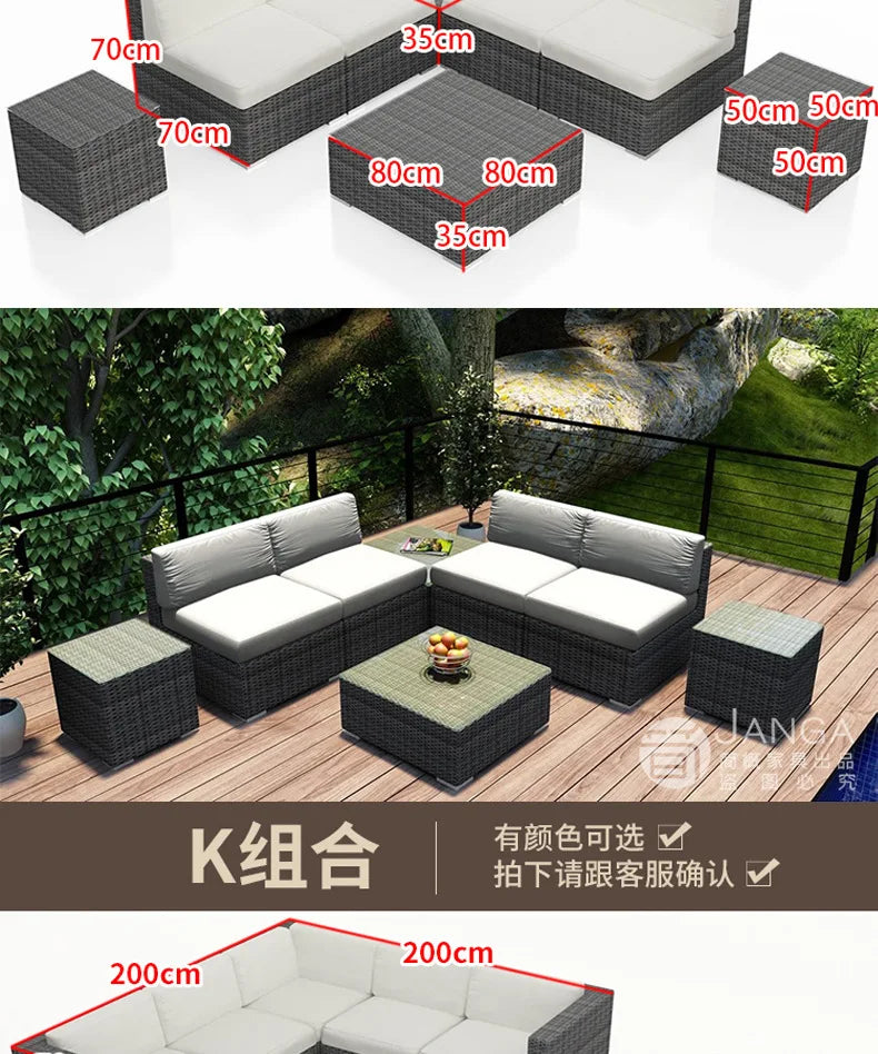 Outdoor courtyard, office building, reception area, sales center, round sofa, outdoor rattan chair, negotiation of large