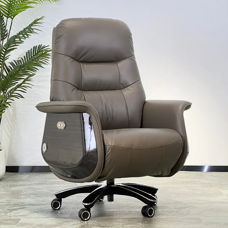 Lunch break can lie down dual-purpose leather office desk chair, light luxury sedentary and comfortable electric massage boss