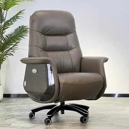 Lunch break can lie down dual-purpose leather office desk chair, light luxury sedentary and comfortable electric massage boss