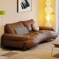 Leather sofa household living room modern brown small apartment curved creative sofa