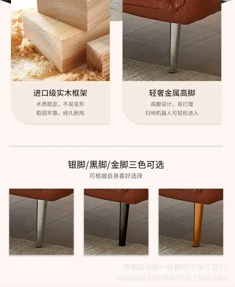 Retro oil wax leather living room sofa Modern simple small apartment sofa