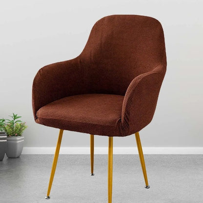 Simple Elastic Curved Chair Cover Plaid All-wrap Solid Color Seat Protection Dust Proof Flannel Wear for Chairs Family Dinner