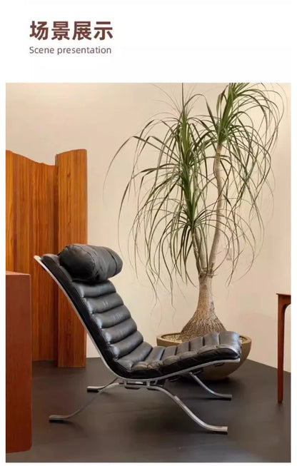 Leisure chair living room high-end retro recliner medium antique stainless steel sofa chair comfortable