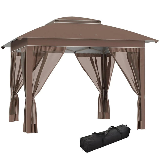 12x12 Pop Up Canopy Tent with Netting Carry Bag Instant Sun Shelter 137sqft Shade Height Adjustable Outdoor Garden Patio Custom