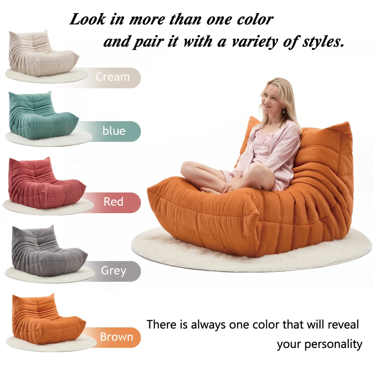 Ergonomic Memory Sponge Bean Bag Chair - Comfortable adult suede lounge chair for reading and gaming, perfect for home decor