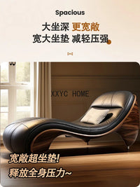 Nordic Light Luxury Single Lazy Leather Sofa Design Can Sit and Lie Leather-Covered