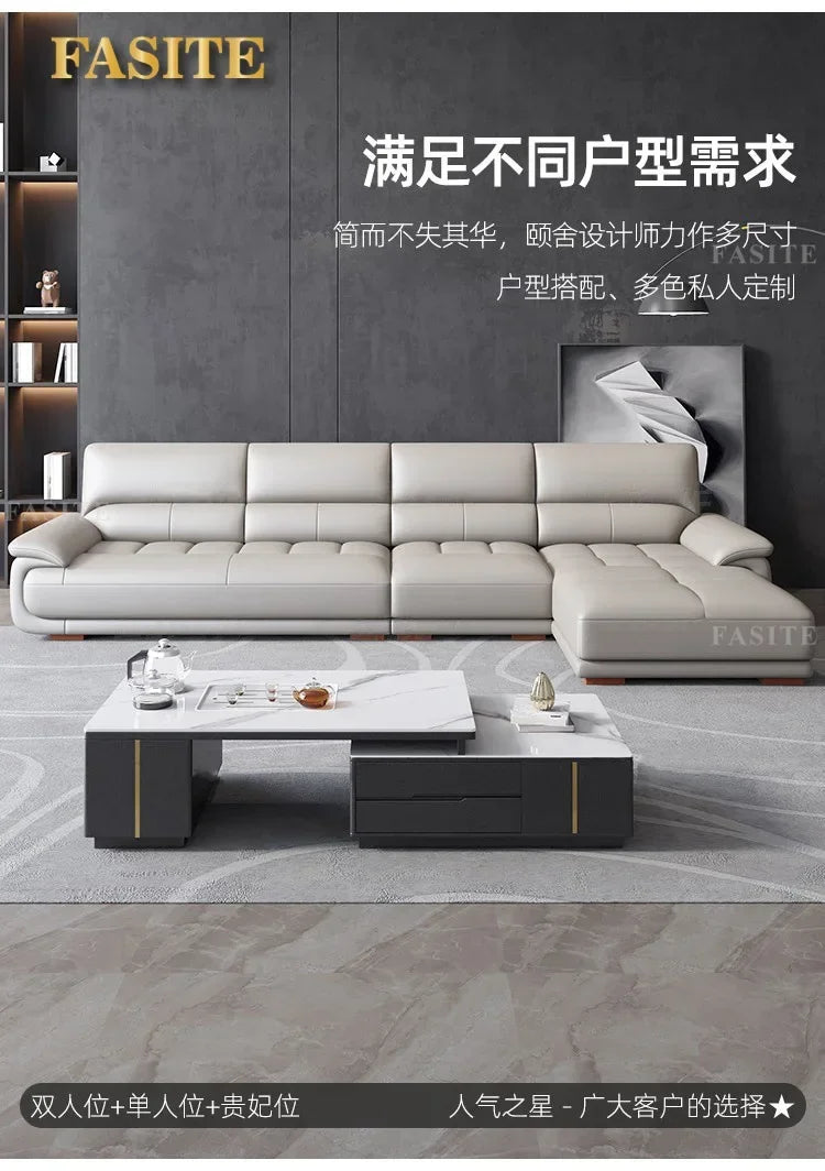 Premium Simple and modern combination imported concubine sofa size apartment living room first layer cowhide leather art sofa