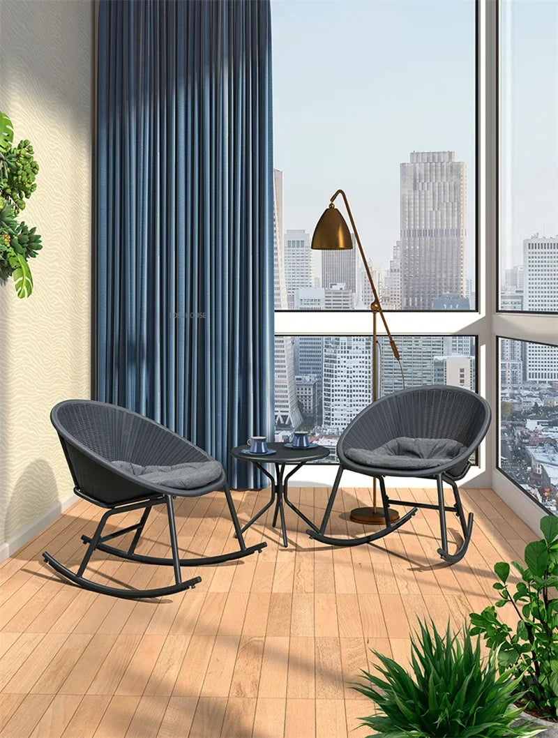 Outdoor Rattan Chair Garden Furniture Set Household Outdoor Balcony Leisure Table and Chair Three-piece Set Mini Coffee Table