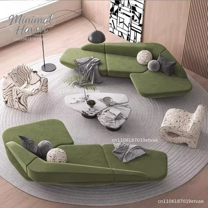 Curved Sofa Reception Modern Designer High Quality Room Decor Living Room Sofas Relaxing Leisure Salon Muebles Furnitur