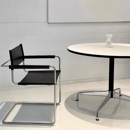 Stainless Steel Dining Chairs Modern Simple Restaurant Chair Living Room Portable Leather Armchair Home Decoration Furniture