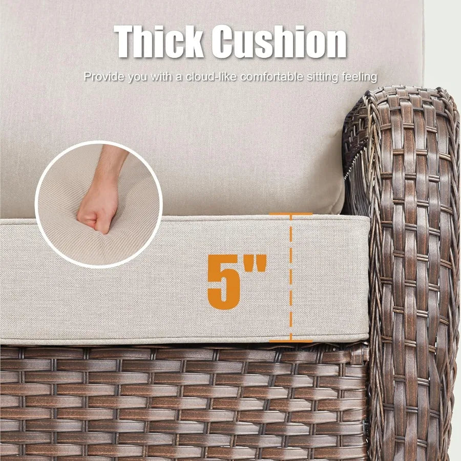 75'' Outdoor Patio Couch Wicker Sofa All Weather Rattan 3 Seater Sofa High Back Couch with Deep Seating and Removable Cover for