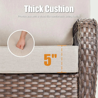 75'' Outdoor Patio Couch Wicker Sofa All Weather Rattan 3 Seater Sofa High Back Couch with Deep Seating and Removable Cover for